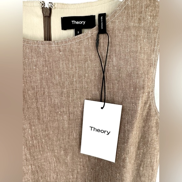 Theory Mod Sleeveless Bronze Linen Blend Shift Dress Size 2 NWT - Picture 9 of 15